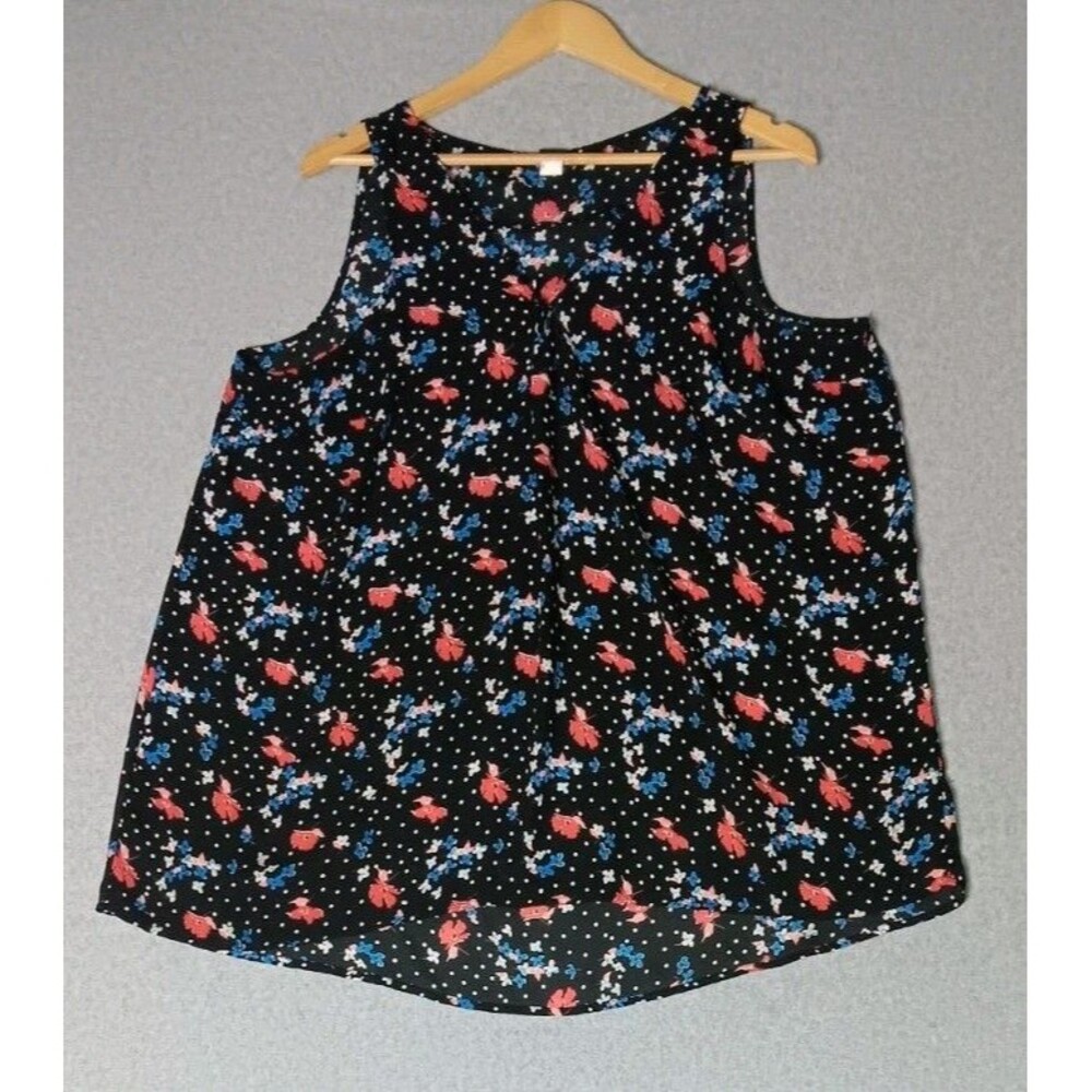 Torrid Sleeveless Georgette Tank Top Blouse 1 Black Floral Lightweight Boho Tie